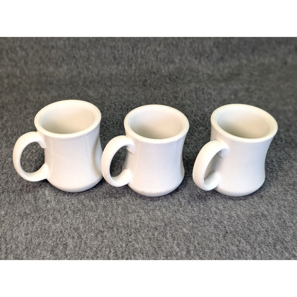 Ultima China  White  Ceramic Diner Style Coffee Mugs 3 Pcs Vintage